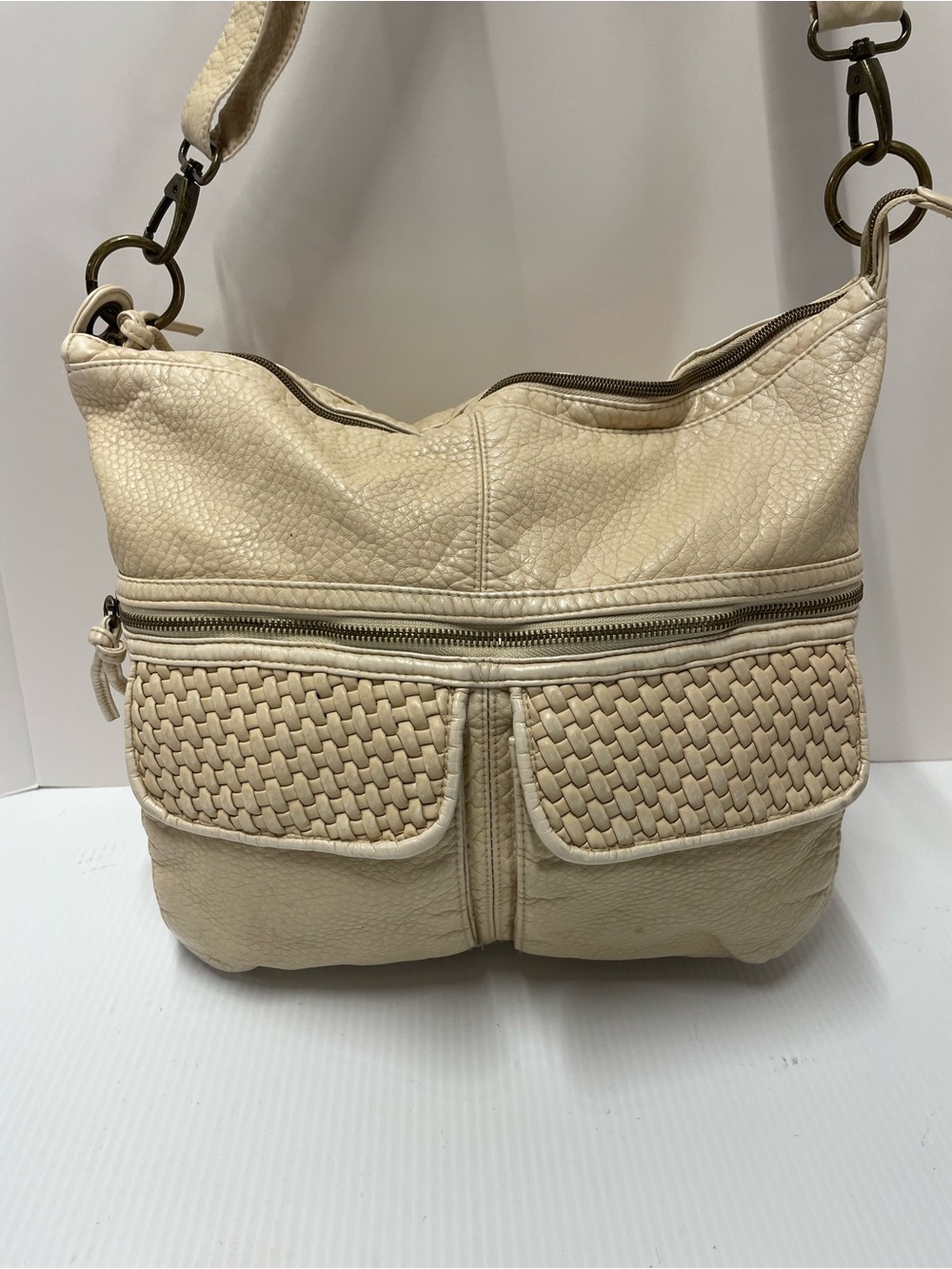 Sonoma Woven Accent Cream Shoulder Bag for Women